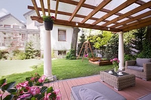 Pergola on Old Town-style house