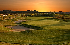 Southwestern golf course at sunset